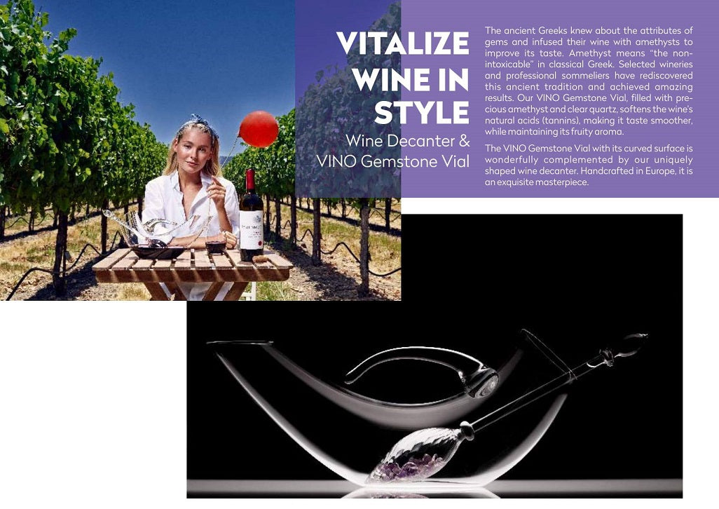 VitaJuwel Wine Decanter and Amethyst VINO Gemstone Vial Wand Gemwine Infuser Enhancer - claritycove.com