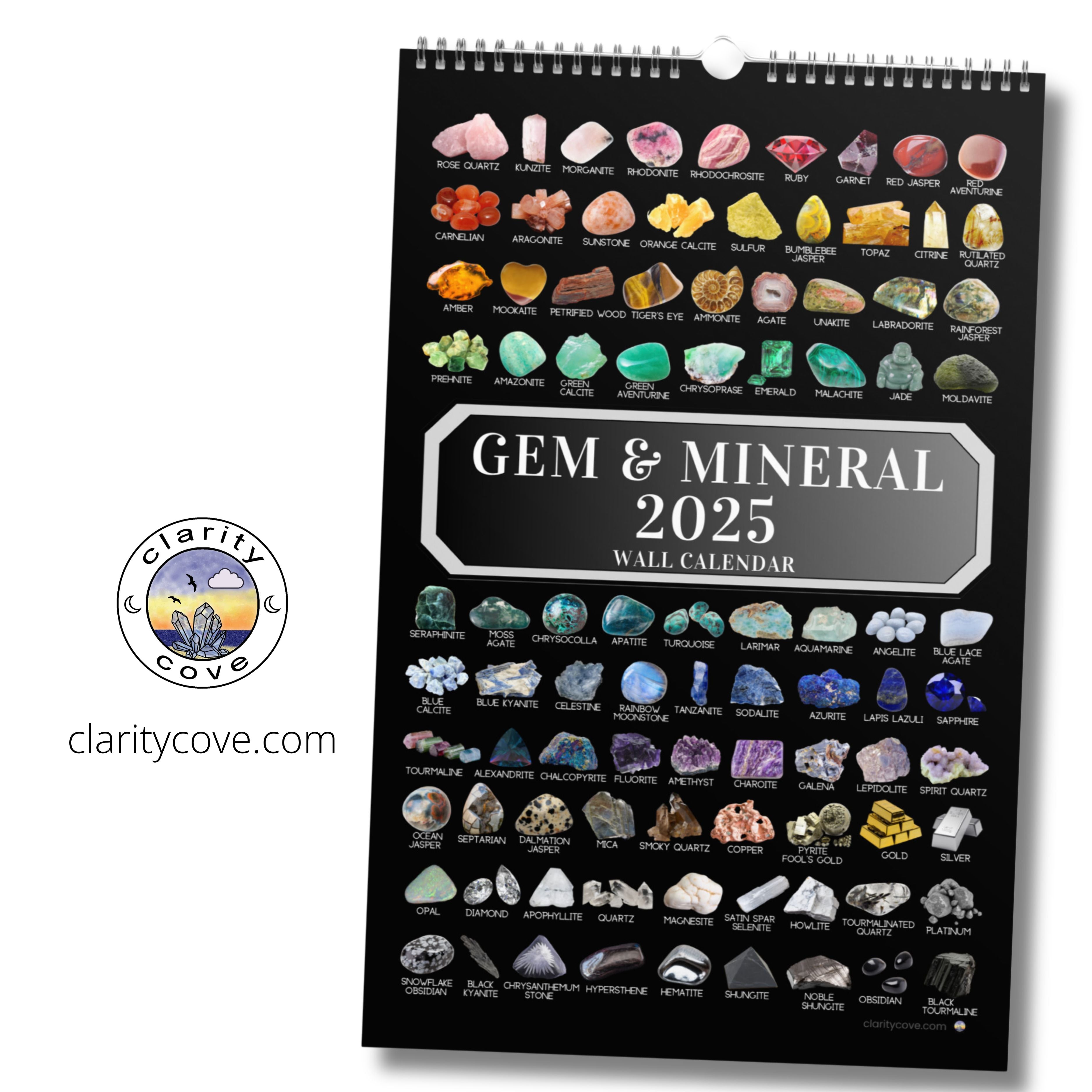 2025 Gem & Mineral Wall Calendar for Crystal Lovers, Geologists, Rockhounds, Gem Collectors Gift