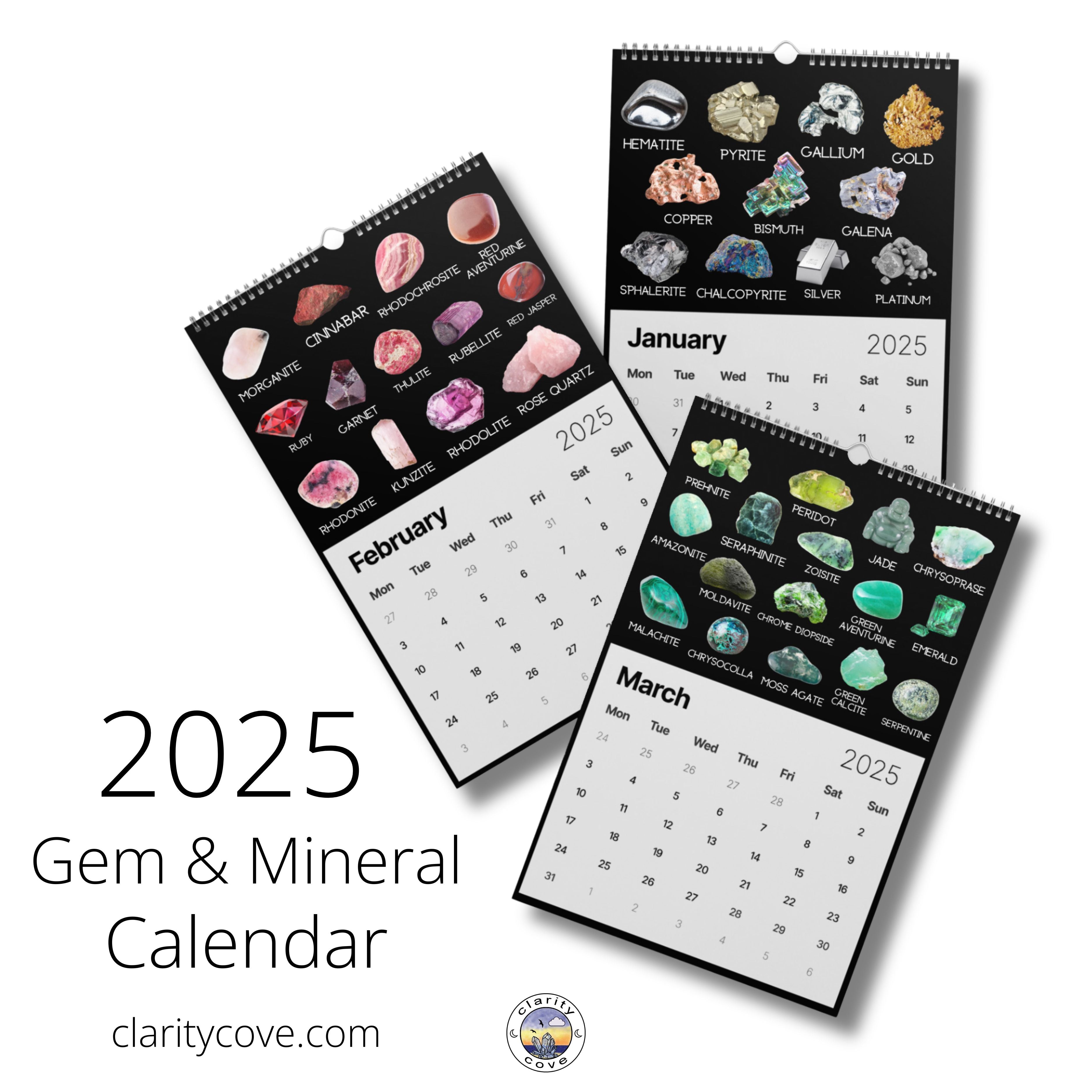 2025 Gem & Mineral Wall Calendar for Crystal Lovers, Geologists, Rockhounds, Gem Collectors Gift