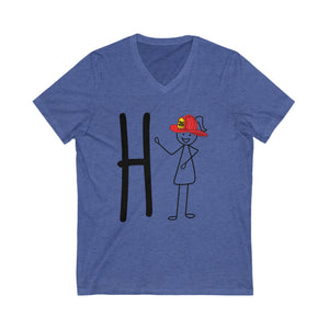 Custom Hi Girl Unisex Jersey Short Sleeve V-Neck Tee