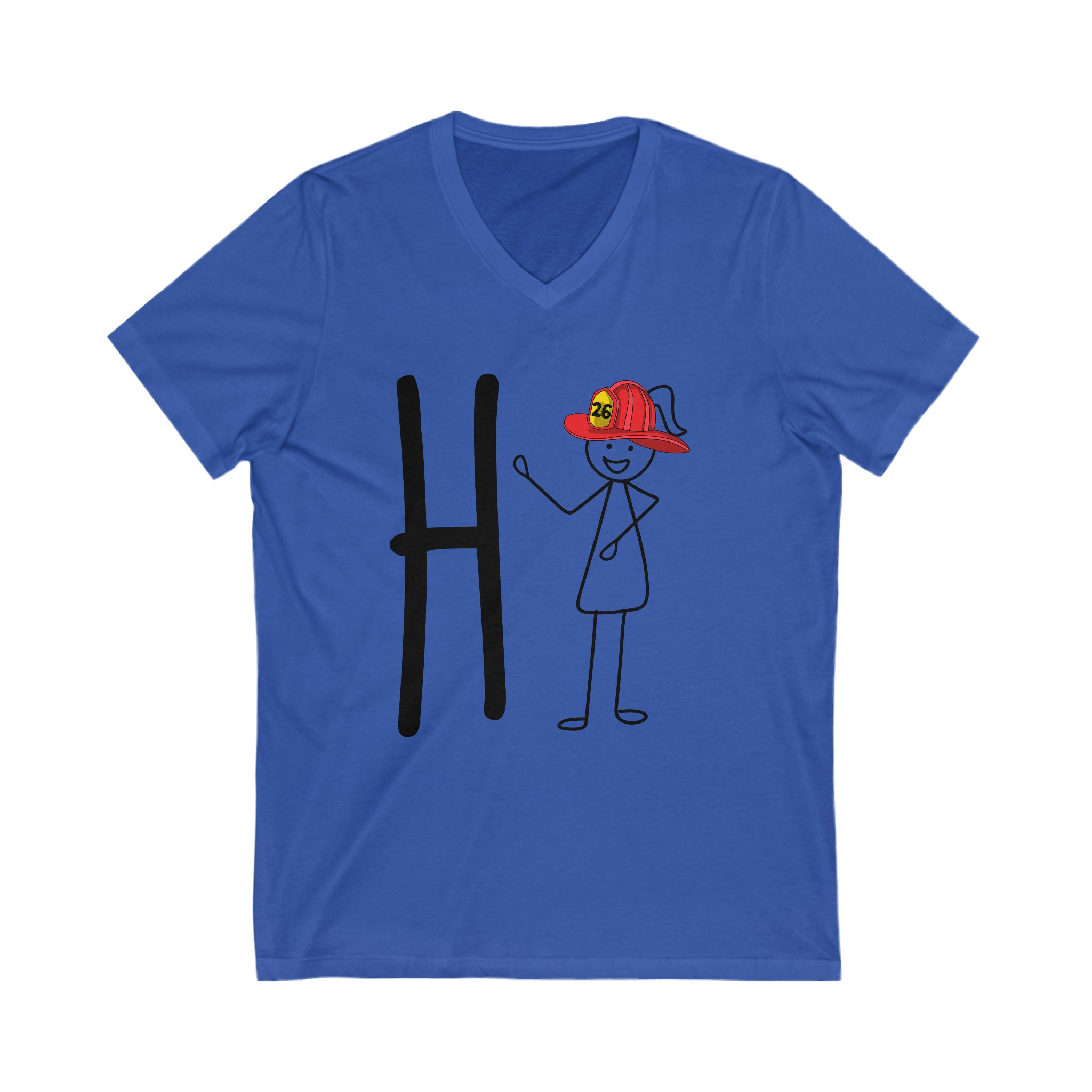 Custom Hi Girl Unisex Jersey Short Sleeve V-Neck Tee