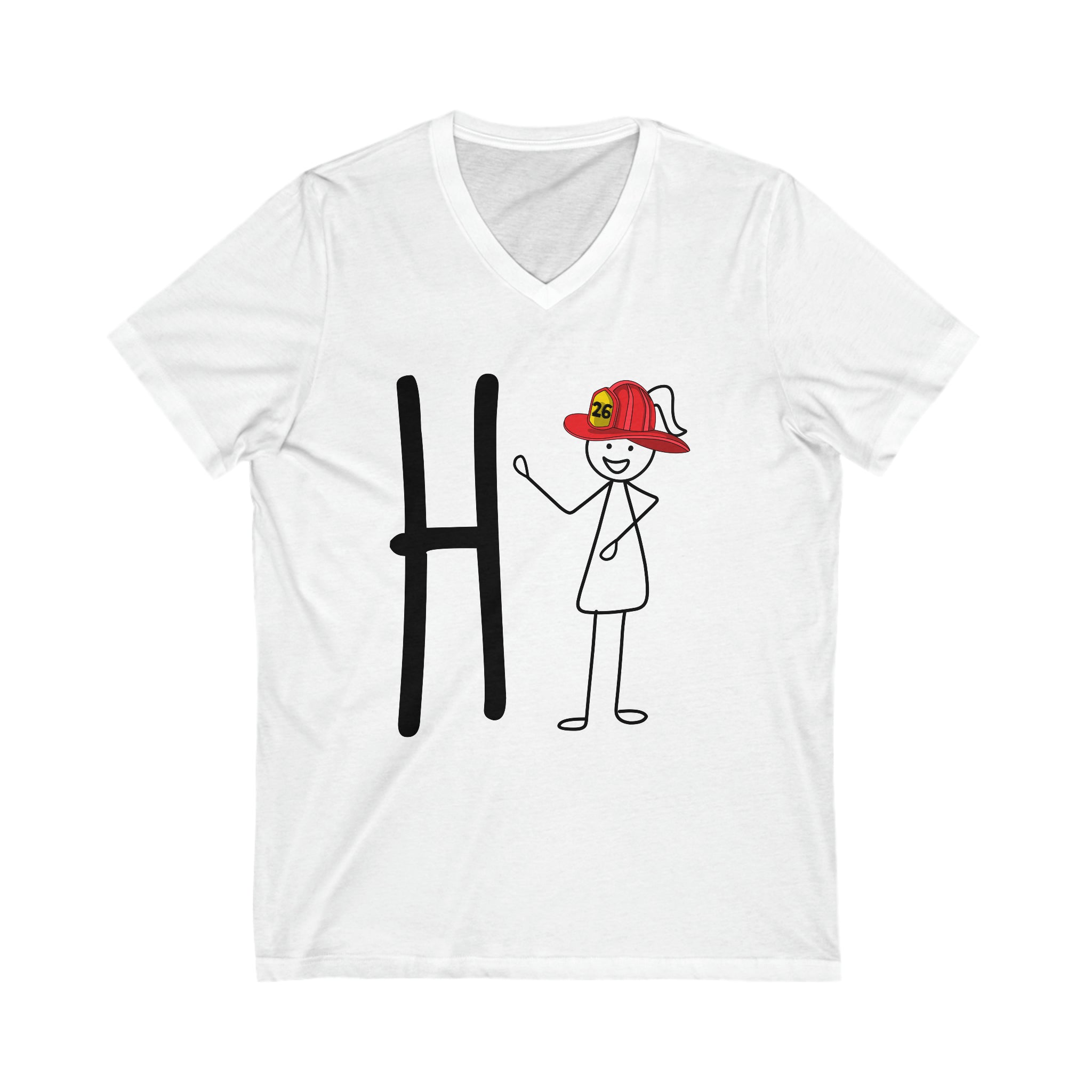 Custom Hi Girl Unisex Jersey Short Sleeve V-Neck Tee