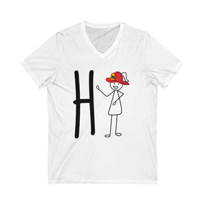 Custom Hi Girl Unisex Jersey Short Sleeve V-Neck Tee