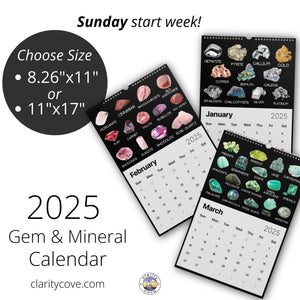 2025 Gem & Mineral Wall Calendar for Crystal Lovers, Geologists, Rockhounds, Gem Collectors Gift