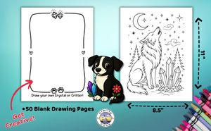 Crystals & Critters Furry Friends Coloring Book, Paperback, 50 Magical Coloring Pages