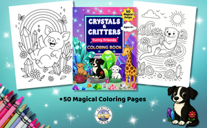 Crystals & Critters Furry Friends Coloring Book, Paperback, 50 Magical Coloring Pages