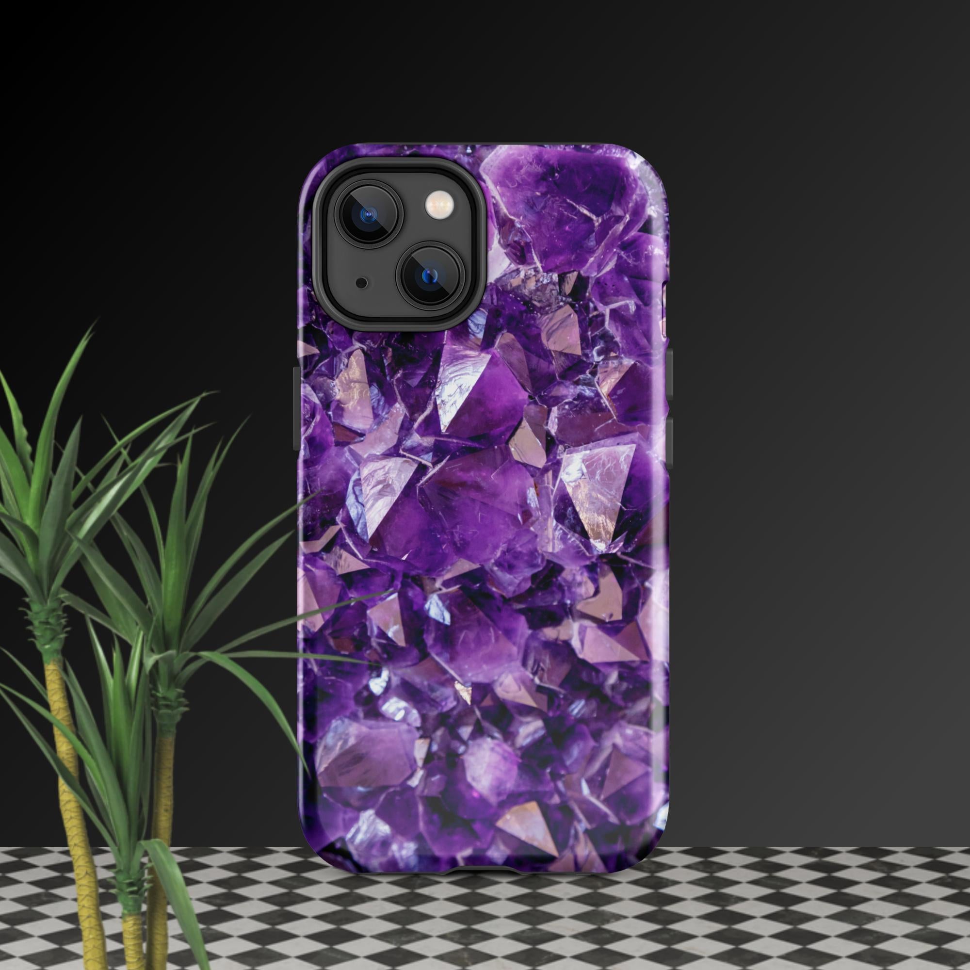 purple amethyst crystal geode phone case by clarity cove iphone 14