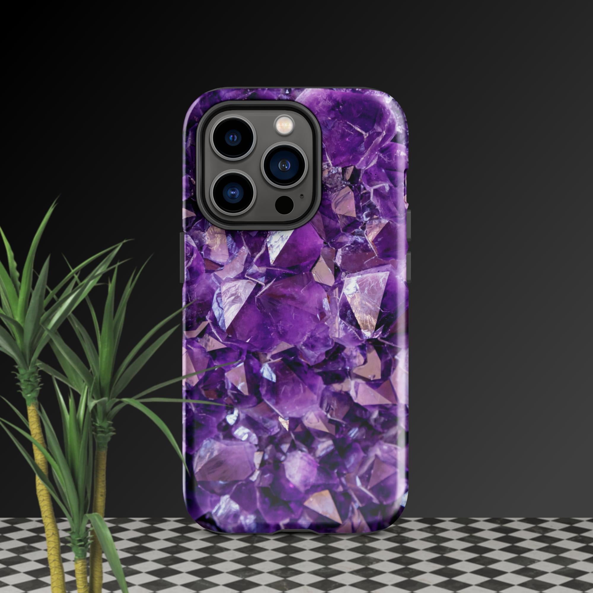 purple amethyst crystal geode phone case by clarity cove iphone 14 pro