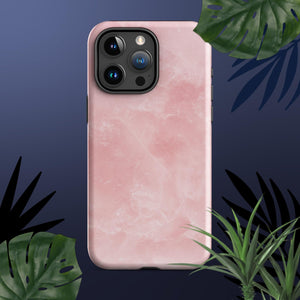 pink rose quartz marble iphone 15 pro max tough case from clarity cove