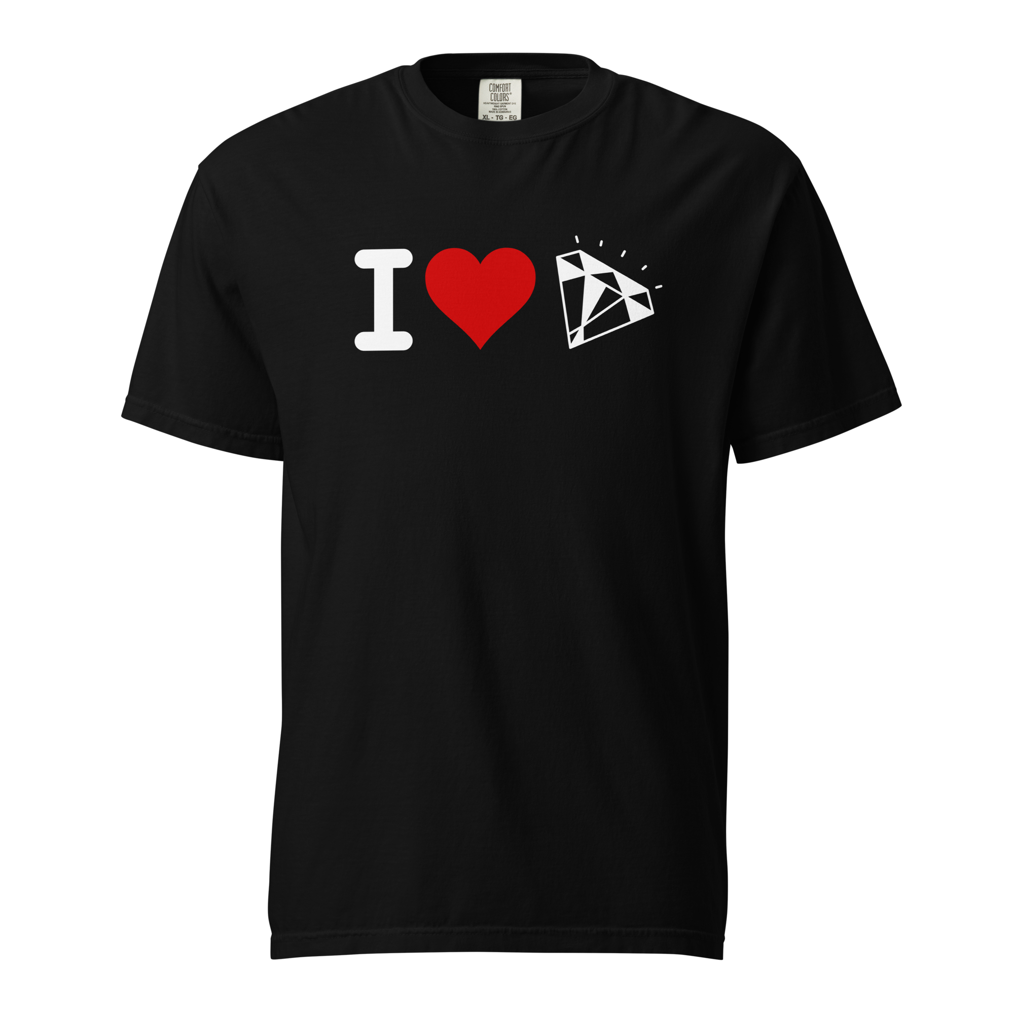 I HEART CRYSTALS & GEMS Black Comfort Colors Oversized Baggy Unisex Soft Heavyweight T-Shirt