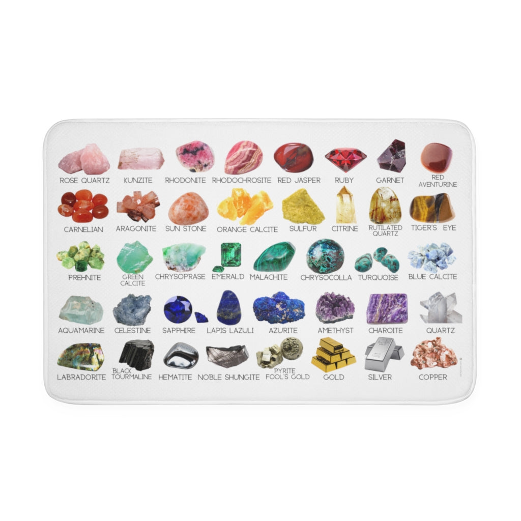 Crystal Collection Memory Foam Bath Mat Geological Reference Guide Rainbow Rocks