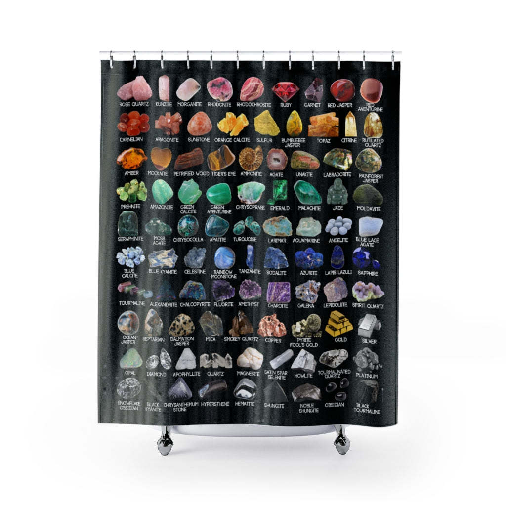 crystal collection shower curtain rock collector geologist airbnb vrbo decor