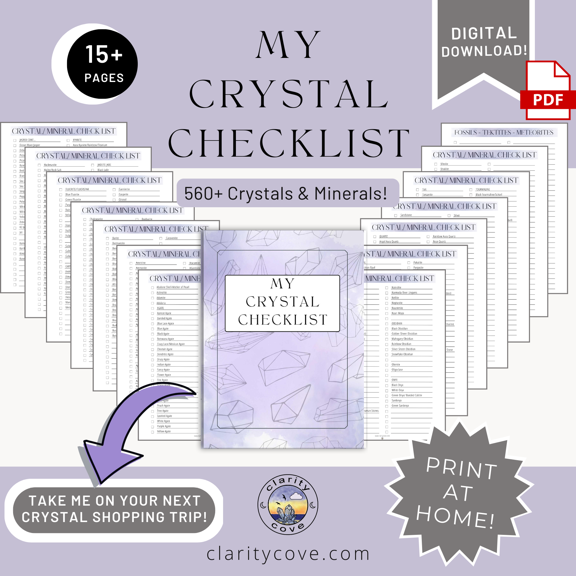 Crystal/ Mineral Collection Checklist | Digital Download PDF Print at Home Printable