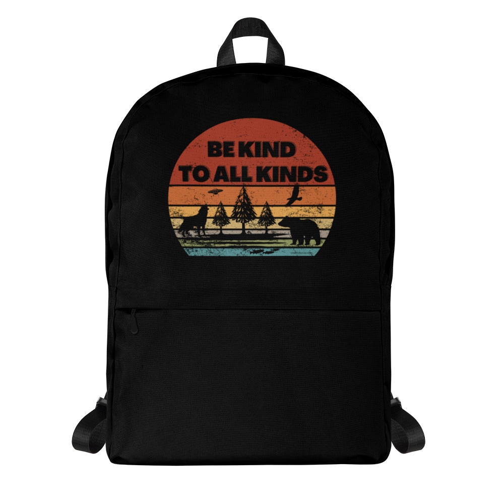 be kind to all kinds black backpack tote shoulder edc laptop bag by clarity cove