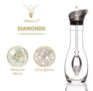 Vitajuwel Era Decanter with DIAMONDS Gemstone Vial. Glass Gemwater Carafe Luxury - claritycove.com