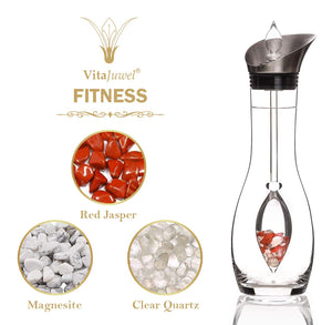 Vitajuwel Era Decanter with FITNESS Gemstone Vial. Glass Gemwater Carafe Pitcher Strength - claritycove.com