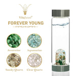Vitajuwel Via GemWater Bottle FOREVER YOUNG Aquamarine Aventurine w/ LOOP Handle - claritycove.com