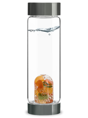 Vitajuwel ViA Gemwater Bottle HAPPINESS Blend with LOOP Handle Carnelian Orange Calcite - claritycove.com