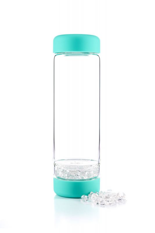 INU The New Vitajuwel DIY Glass Gem Water Bottle with Clear Quartz Crystals - claritycove.com