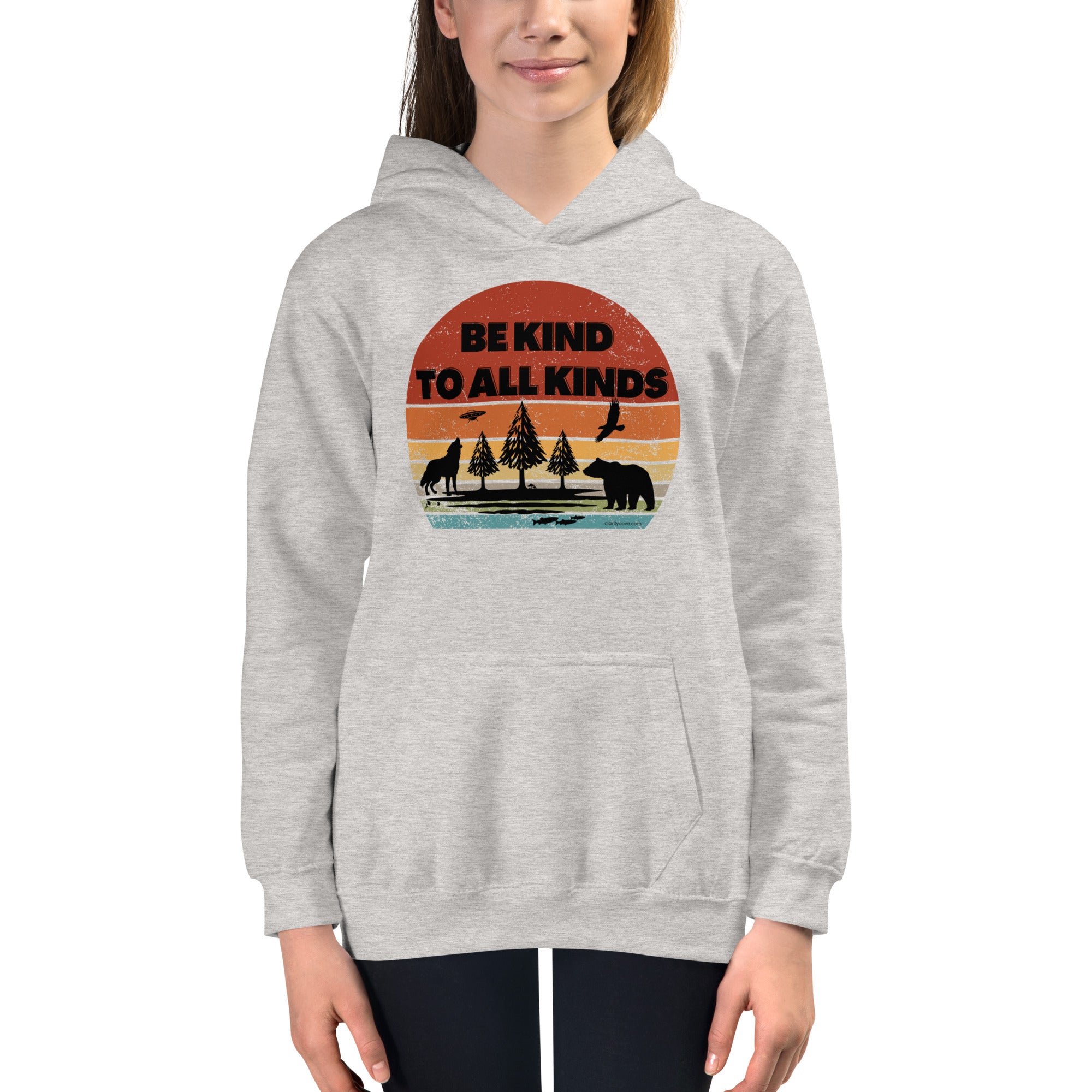 be kind to all kinds kids hoodie hooded sweatshirt by clarity cove gray