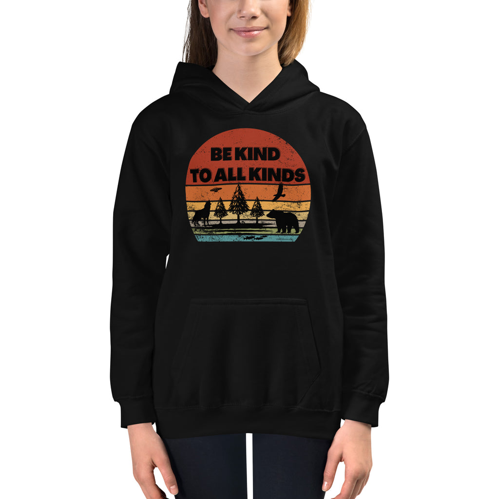 be kind to all kinds kids hoodie hooded sweatshirt by clarity cove black