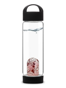 LOVE Vitajuwel ViA GemWater Bottle~Garnet, Rose Quartz, Clear Quartz Crystal WITH Loop Cap - claritycove.com