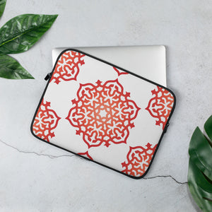 Red Orange High Vibe  Mandala Print Laptop Sleeve 13" and 15" by Clarity Cove - claritycove.com