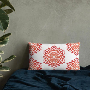 Red Orange Geometric Mandala Premium Throw Pillows Square and Rectangular - claritycove.com