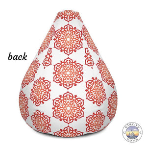 Red Orange Mandala Meditation Bean Bag Chair ~ High Vibe Boho Home Decor - claritycove.com