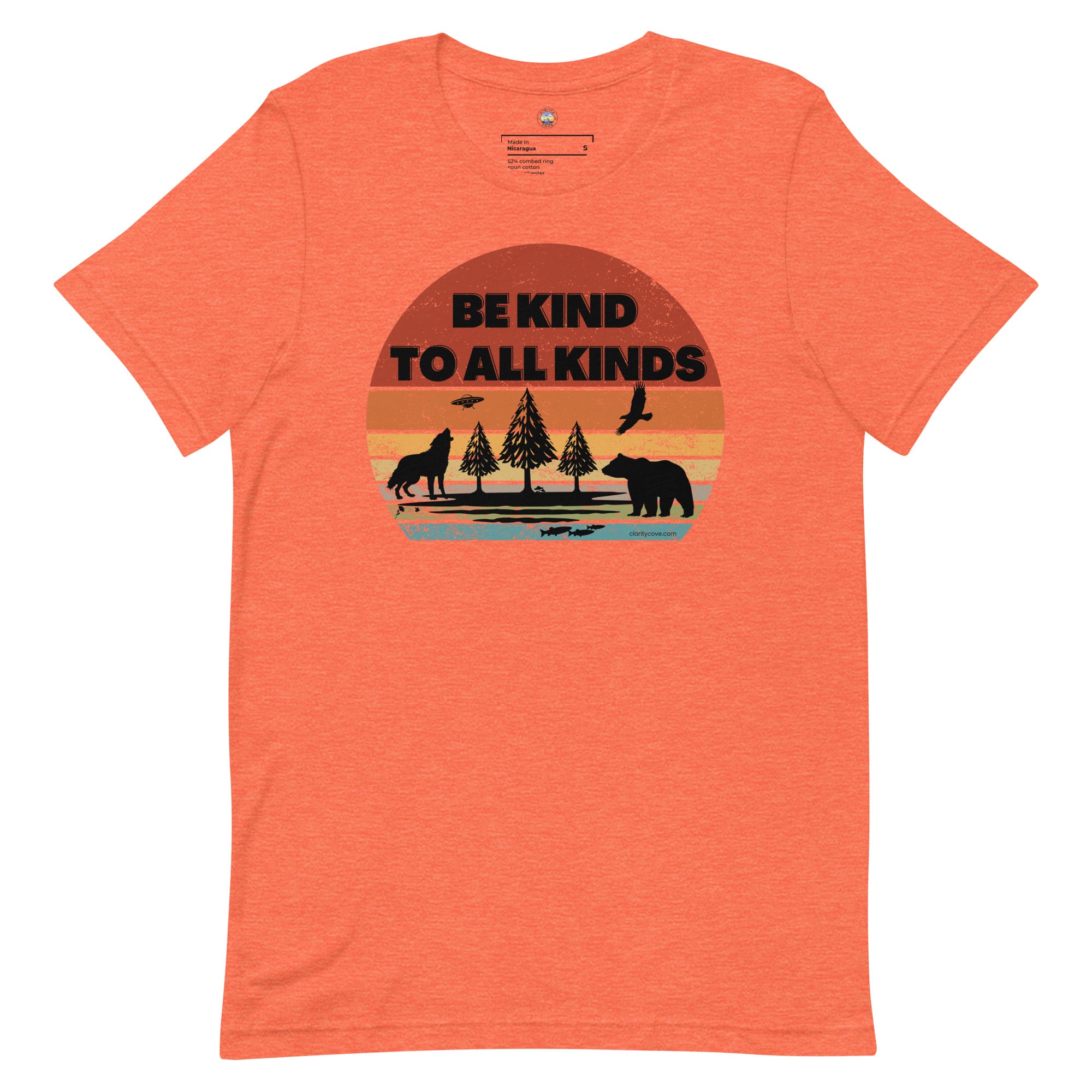 be kind to all kinds vintage sunset animals ufo t shirt by clarity cove