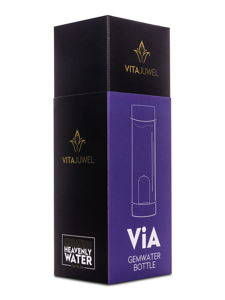 LOVE Vitajuwel ViA GemWater Bottle~Garnet, Rose Quartz, Clear Quartz Crystal WITH Loop Cap - claritycove.com