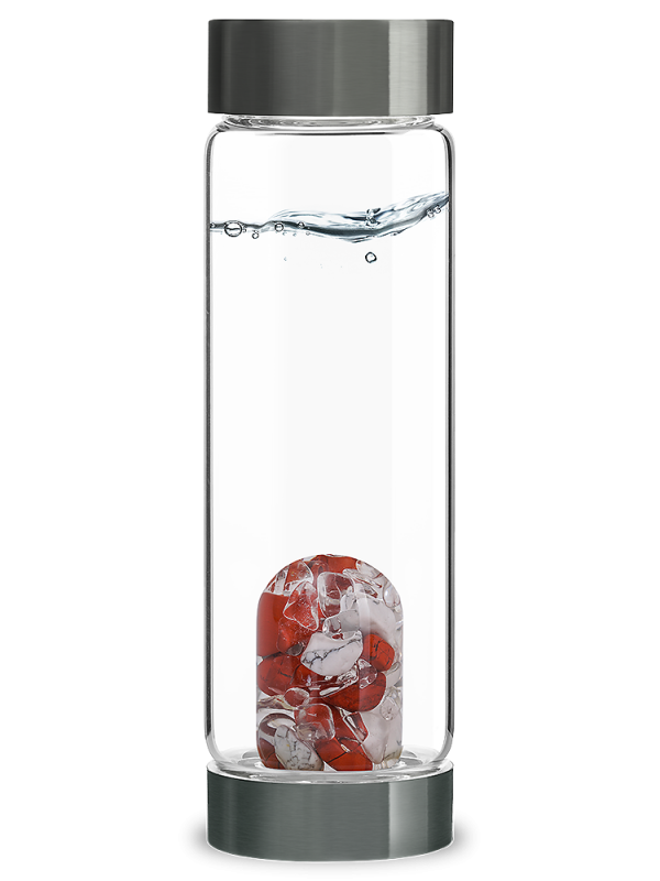 Vitajuwel Via Gemwater Bottle FITNESS Blend Willpower Strength Red Jasper Magnesite w/ LOOP - claritycove.com