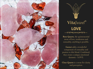 LOVE Vitajuwel ViA GemWater Bottle~LOVE Blend~Garnet, Rose Quartz, Clear Quartz Crystal - claritycove.com