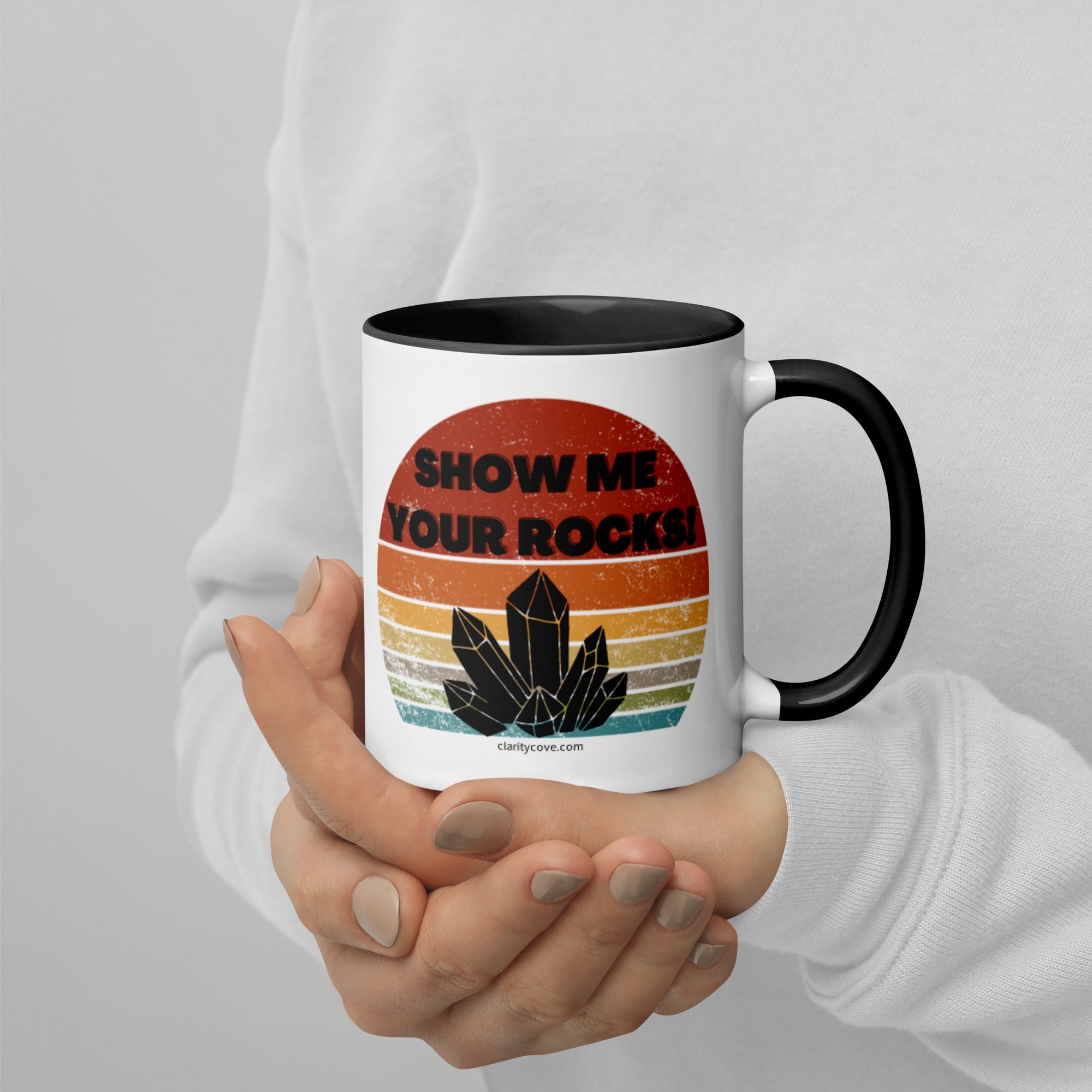 show me your rocks funny crystal lover collector geologist coffee mug by clarity cove