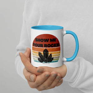 "Show Me Your Rocks" vintage Sunset Crystal Collector Lover Funny Ceramic Coffee Mug