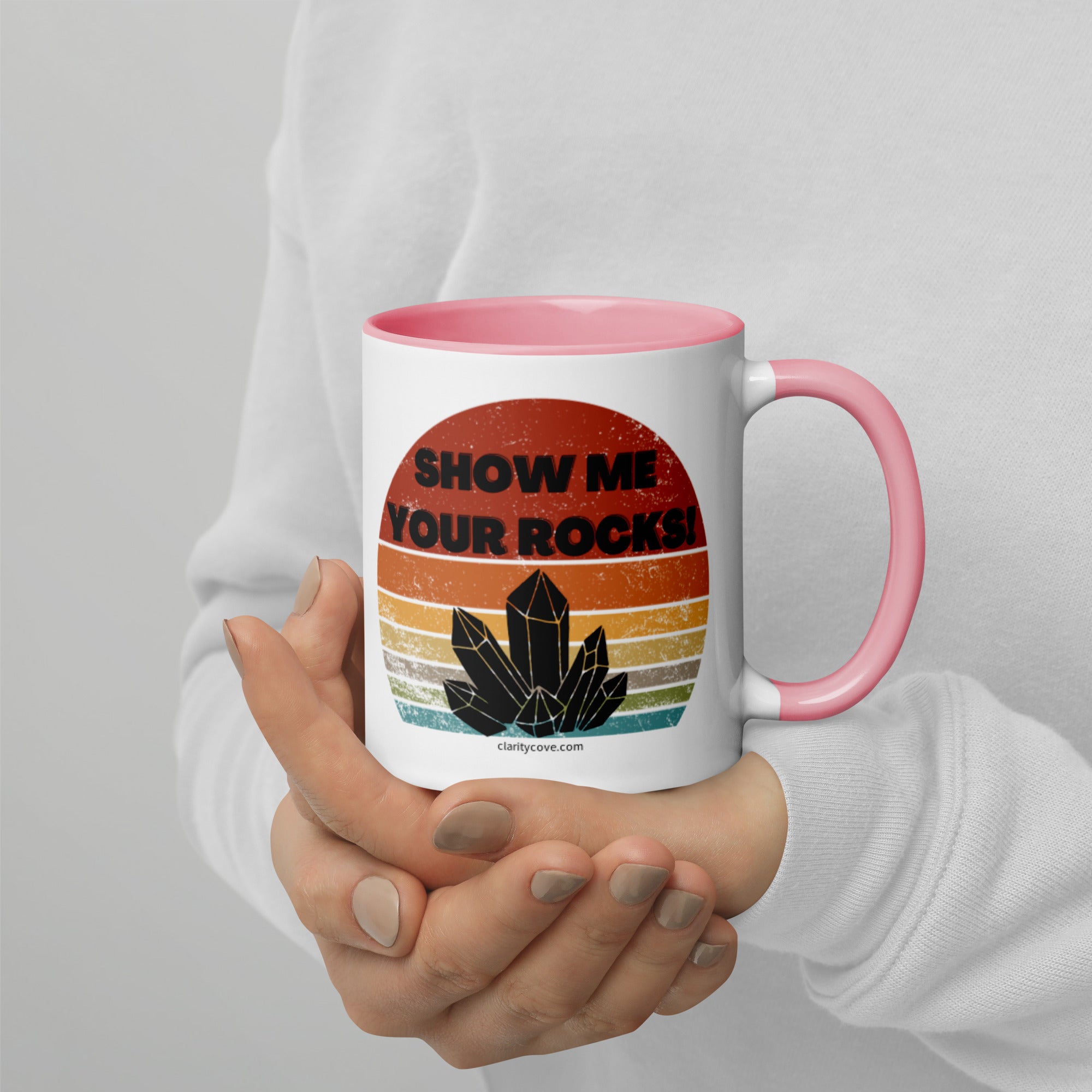"Show Me Your Rocks" vintage Sunset Crystal Collector Lover Funny Ceramic Coffee Mug