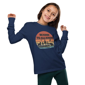 be kind to all kinds youth long sleeve tee by clarity cove blue